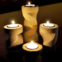 Carved Sandstone Candleholder