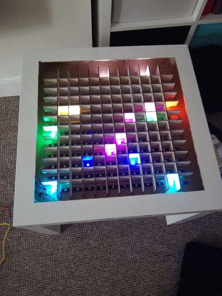 LED strips visible within table