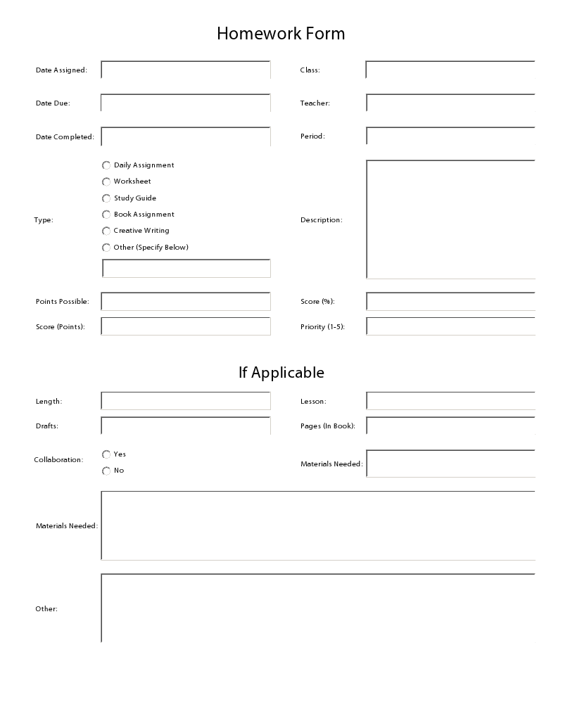 how to keep a record of your homework homework form