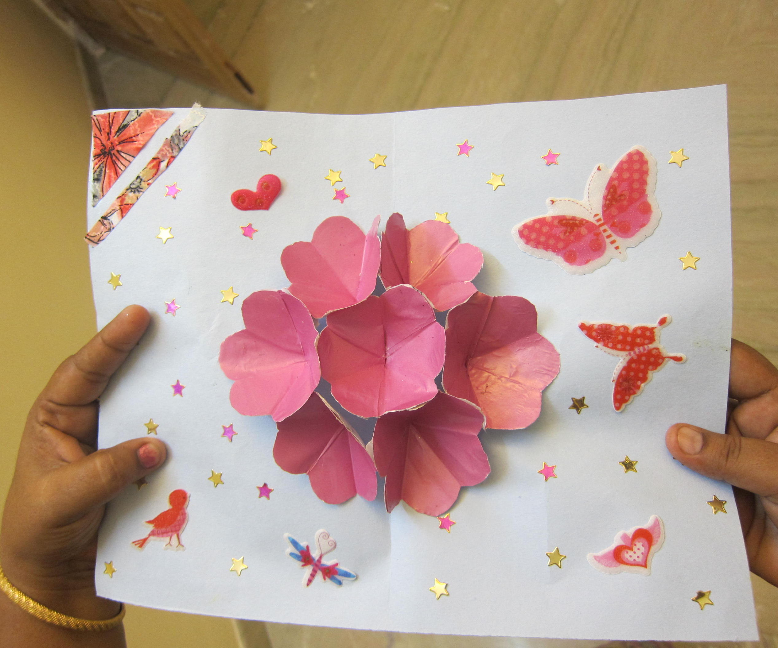 3D Cut Paper Lotus Flower Plants Greeting Card Teacher/'s Day Card Gift LC