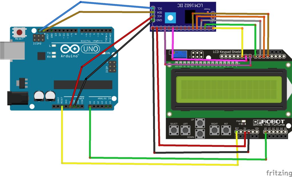 1602 LCD Keypad Shield Module With I2C Backpack | Trybotics