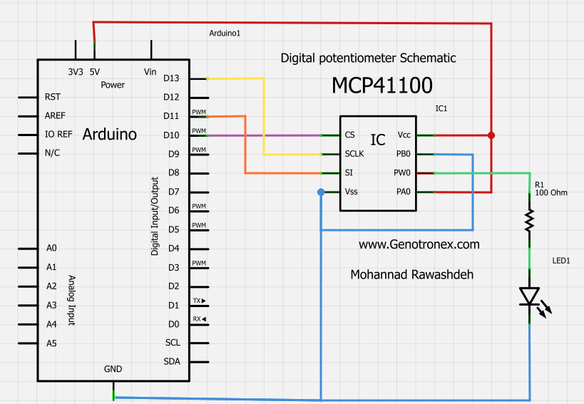 Digital Potentiometer MCP41100 and Arduino Trybotics