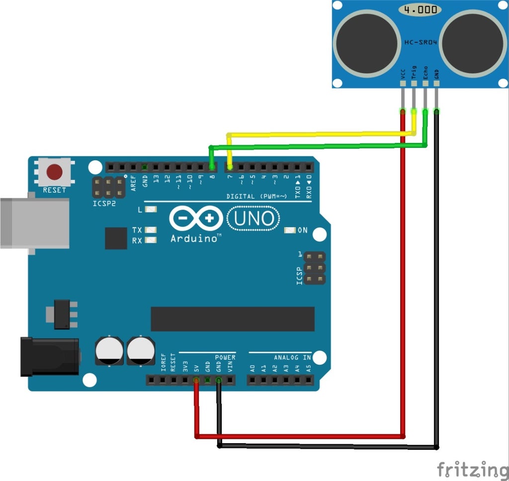 Very Simple Hc Sr04 Connection To Arduino Example Instructables