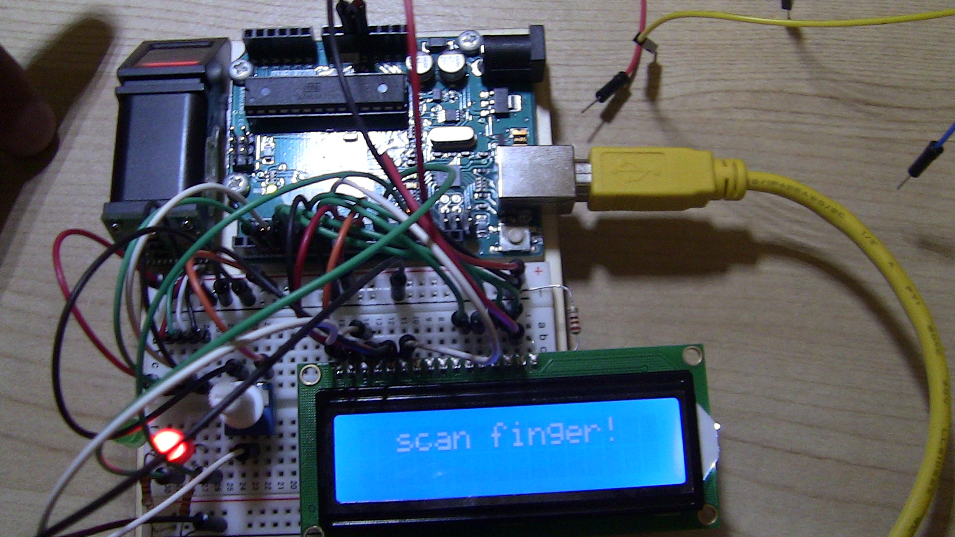 ARDUINO FINGERPRINT SCANNER WITH 16X2 LCD | Trybotics