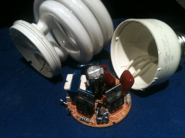 Useful Components In The Base Of A Burned Out Cfl Light Bulb Instructables