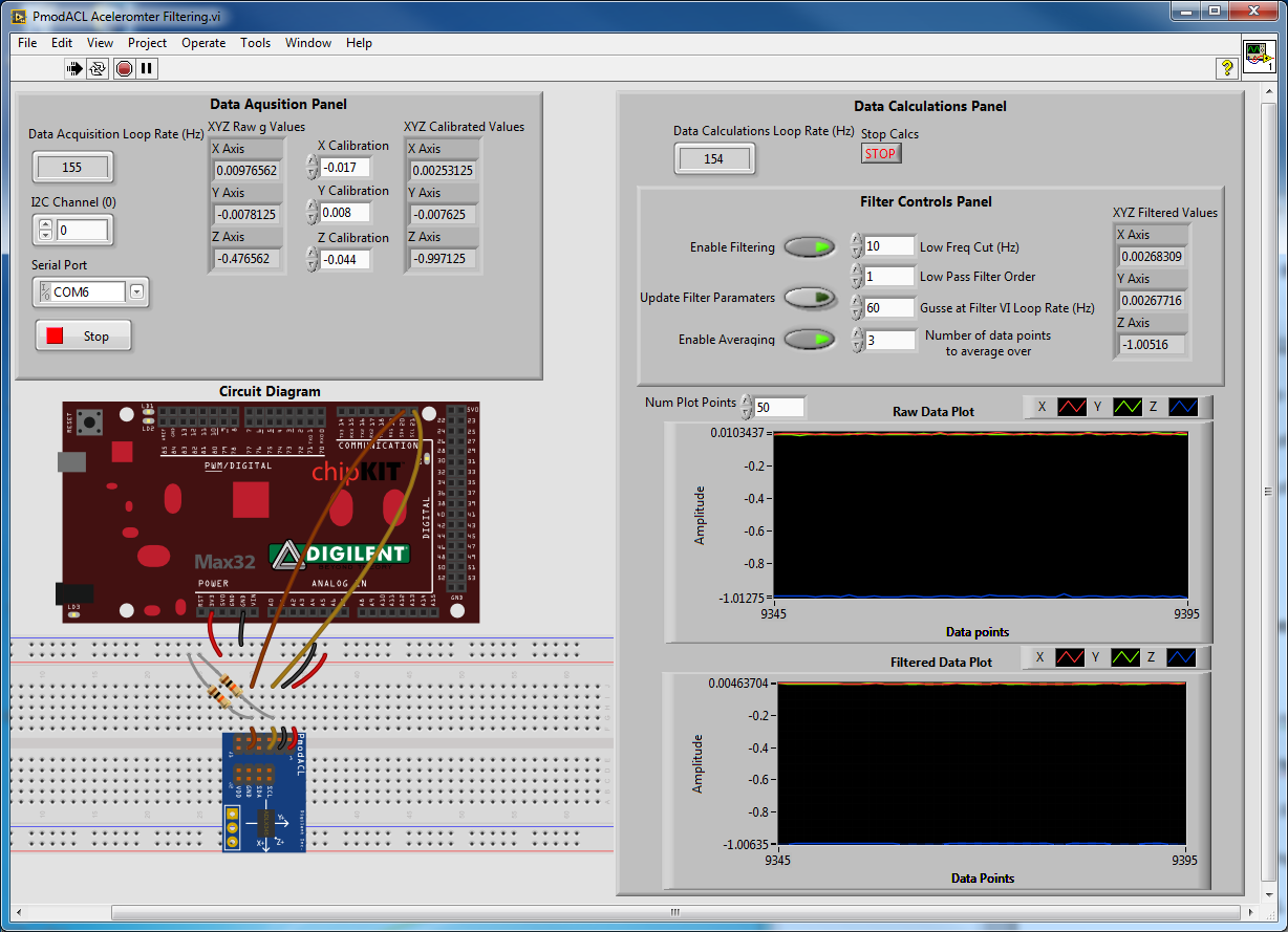 Filtering Accelerometer Noise in LabVIEW Trybotics
