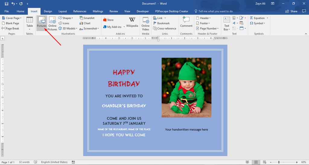 How To Make Birthday Cards With Microsoft Word 11 Steps With Pictures Instructables
