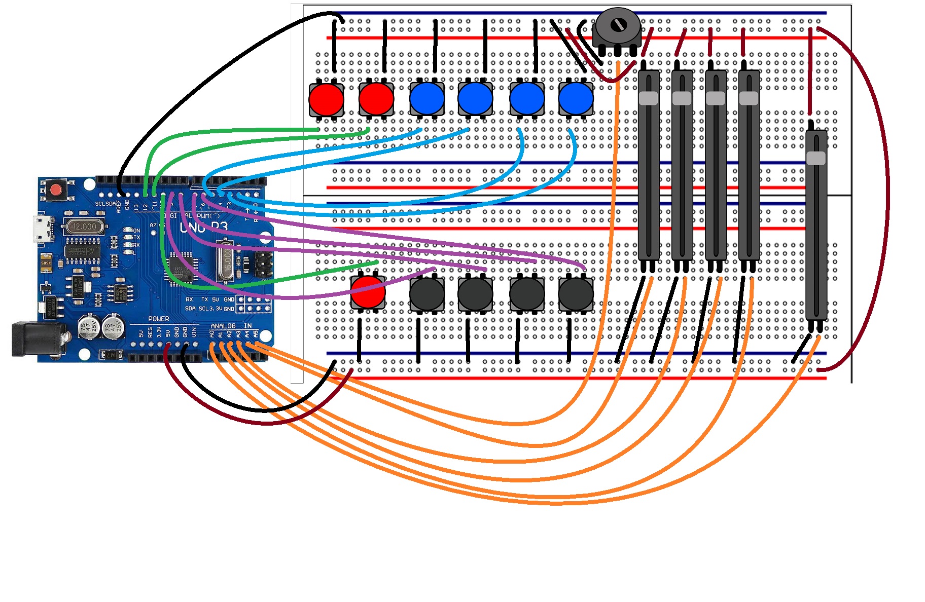 VMix Surface Control for 4 Inputs - Arduino | Trybotics