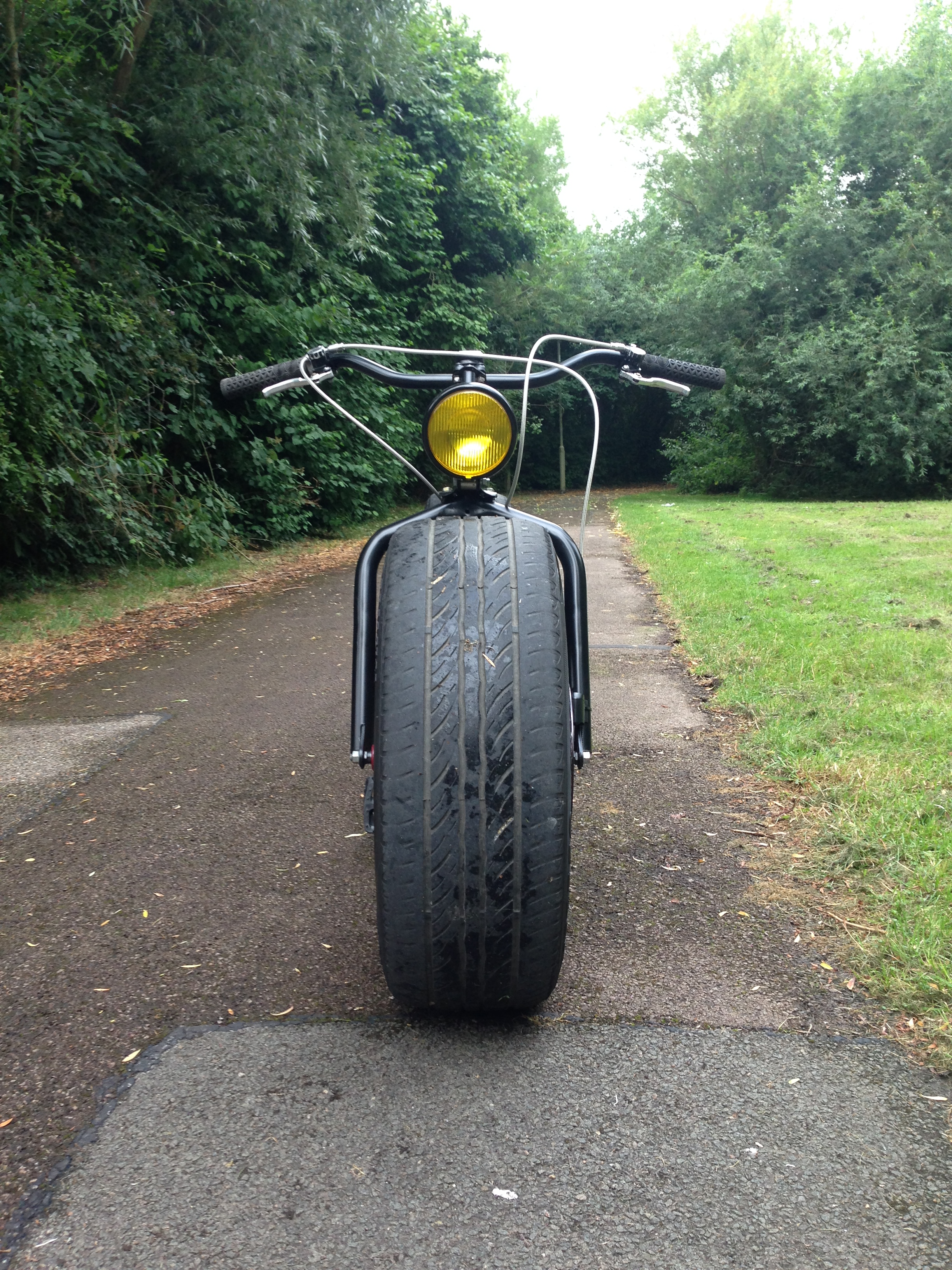 bike with car wheels