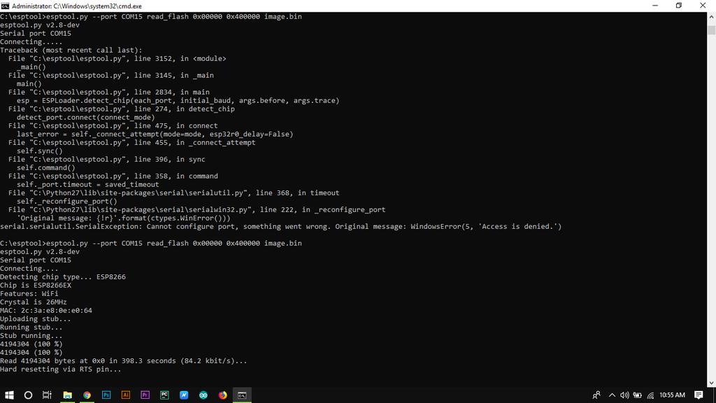 How to Backup Original Flesh File From Esp8266EX : 4 Steps