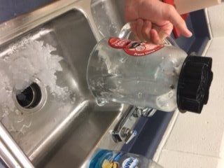 Pour Extra Into Sink, and Clean Supplies.