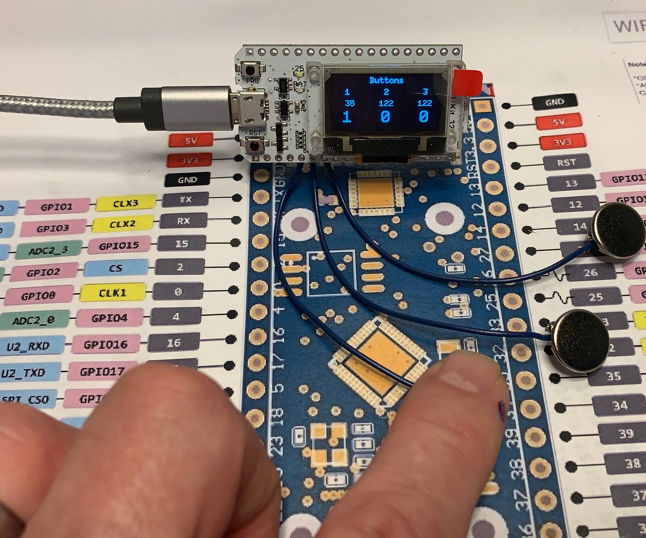 ESP32 Capacitive Touch Input Using "Metallic Hole Plugs" for Buttons 4