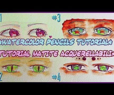 how to draw 4 female anime eyes watercolor pencils drawing tutorial