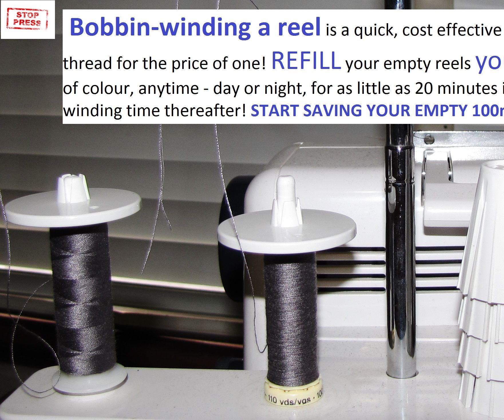 Bobbinwinding a Reel With Thread. 8 Steps