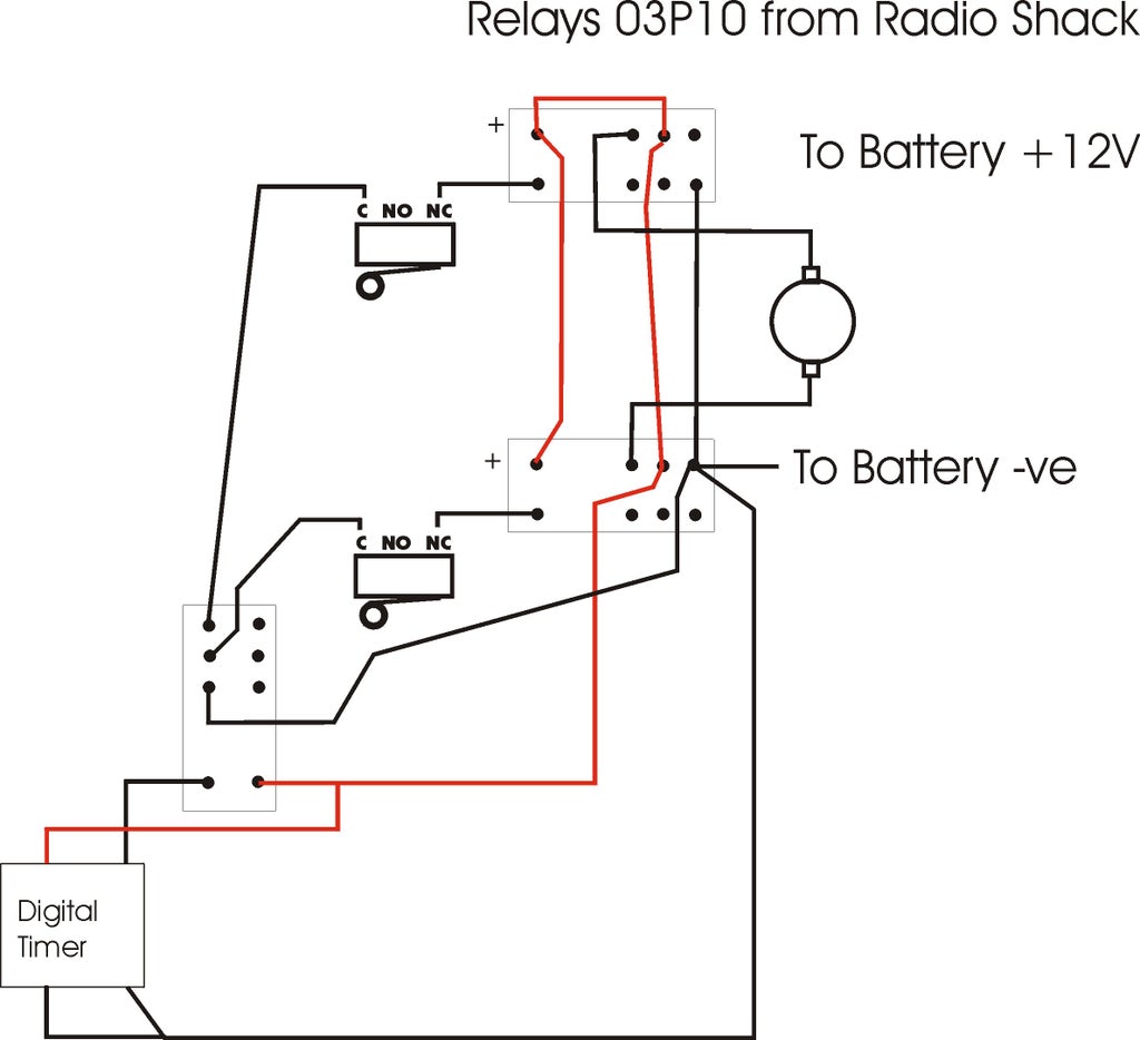 How To Reverse The Polarity Of A Dc Motor Using A Dpdt Relay Limit Switch And Timer Instructables