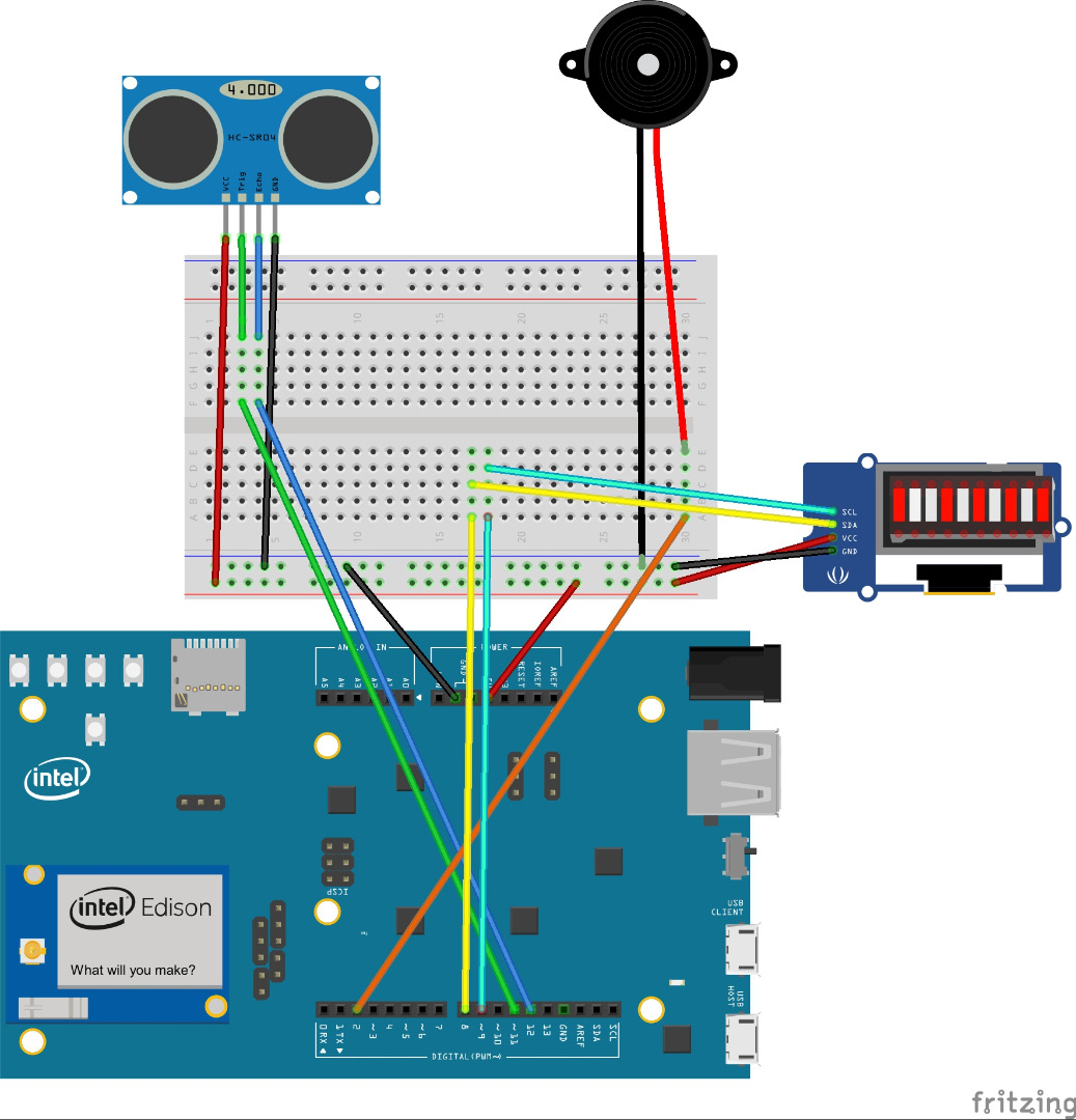 Intel Edison Simple Distance Sensor With Grove LED Bar Indicator and ...