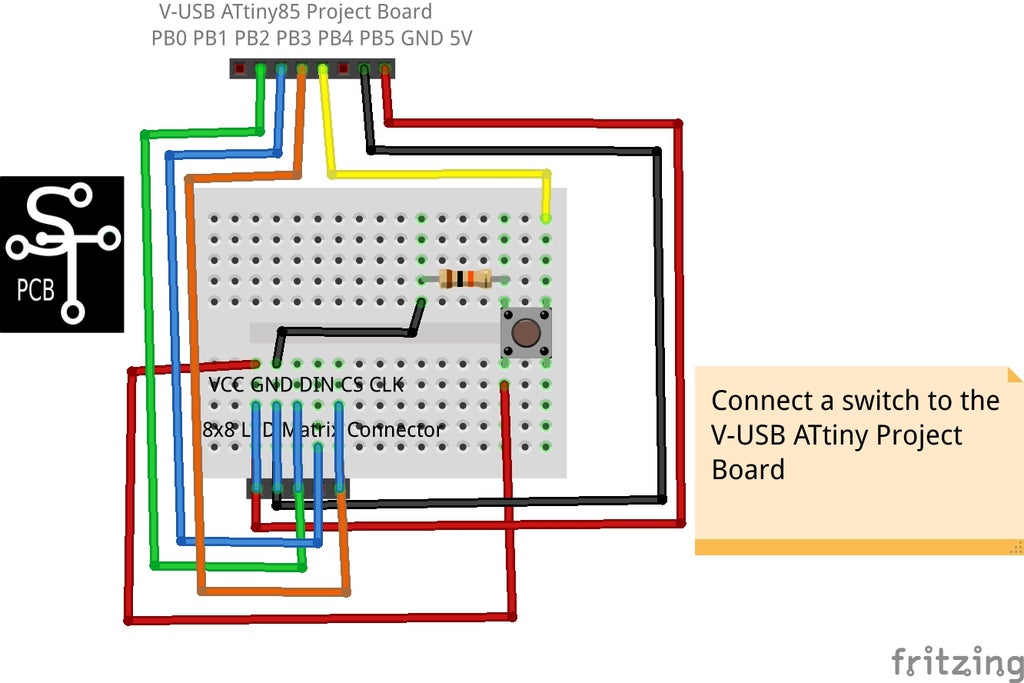 V Usb Attiny85 Project Board And An 8x8 Red Led Matrix Display 10 Steps With Pictures Instructables
