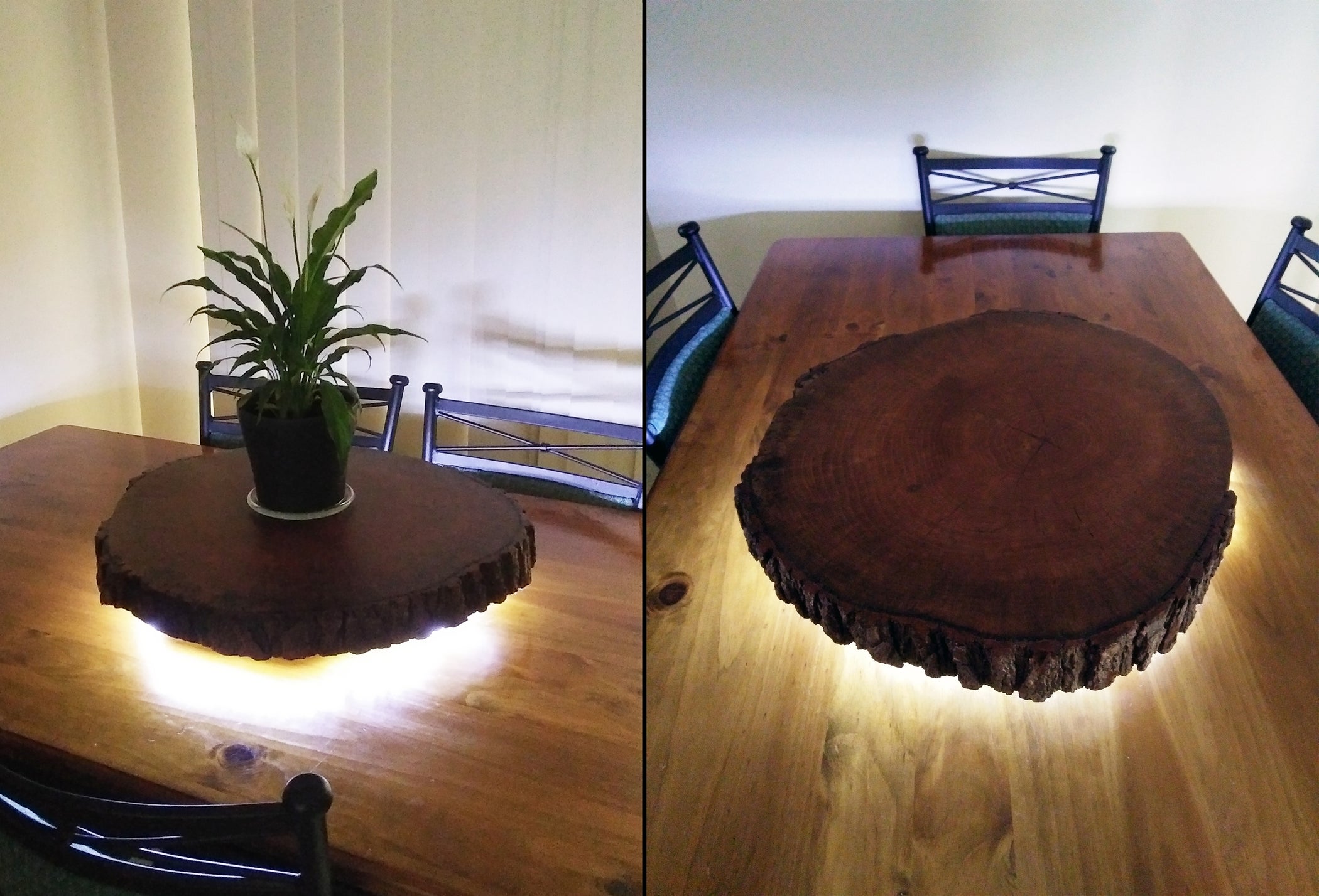 Rustic Live Edge Log Slice Lazy Susan With LED Lighting : 4 Steps (with