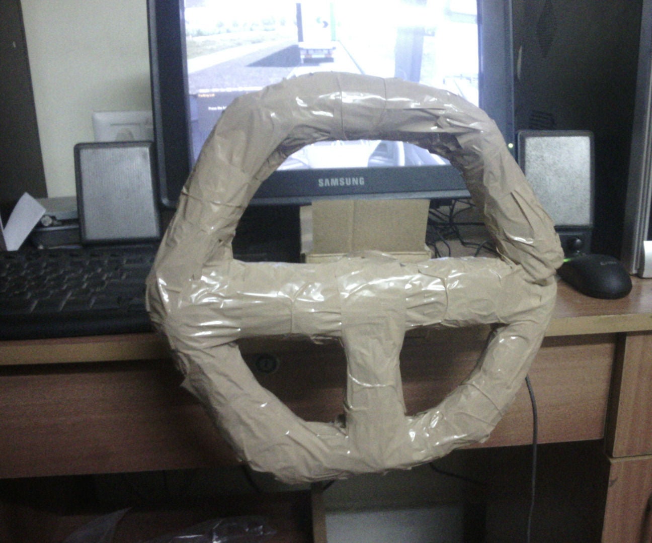 DIY-USB Steering Wheel AND Gas+Brake Pedals Only From Cardboard and