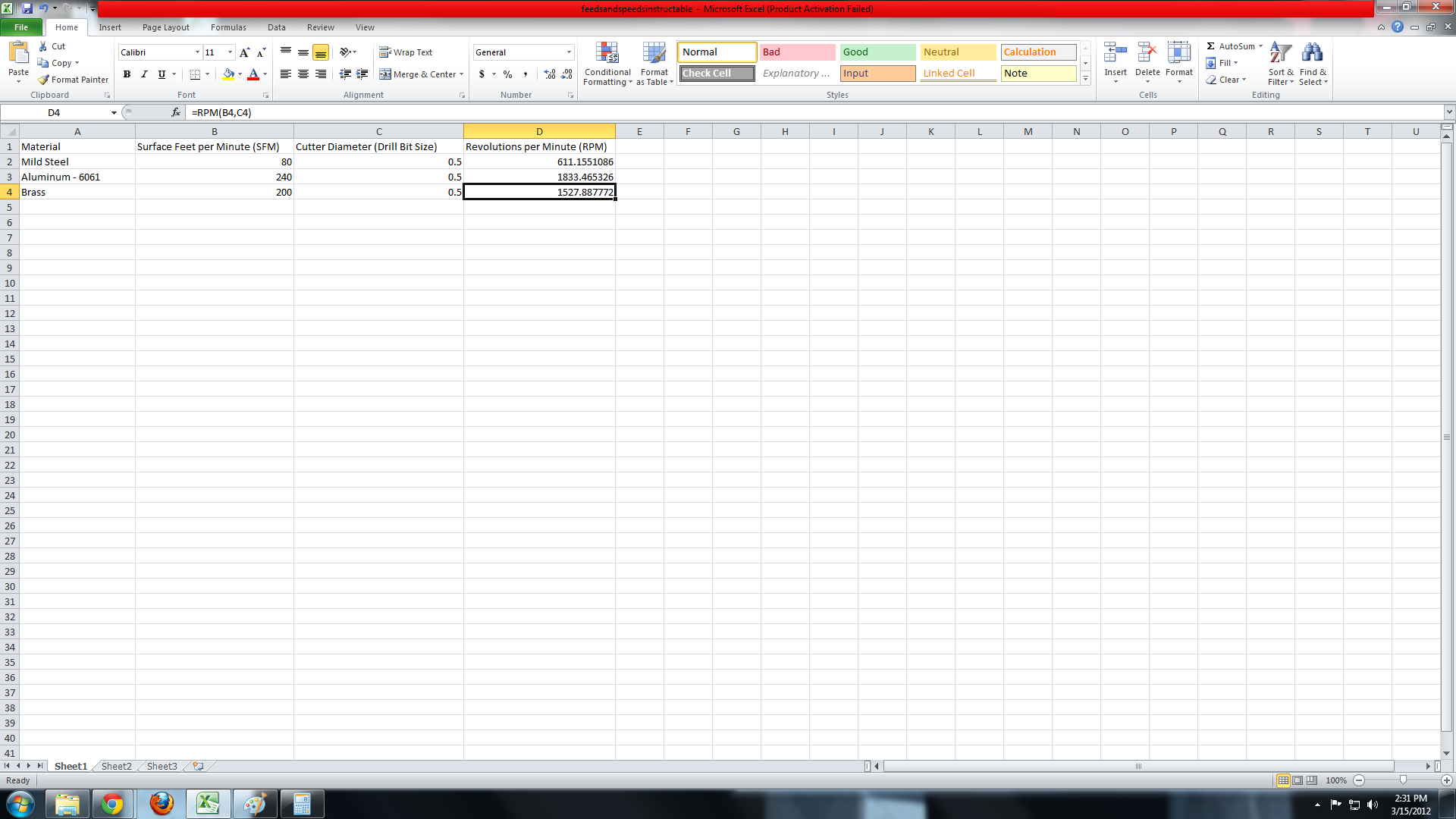 Feeds and Speeds Making a Drill Press Speeds Chart 7 Steps