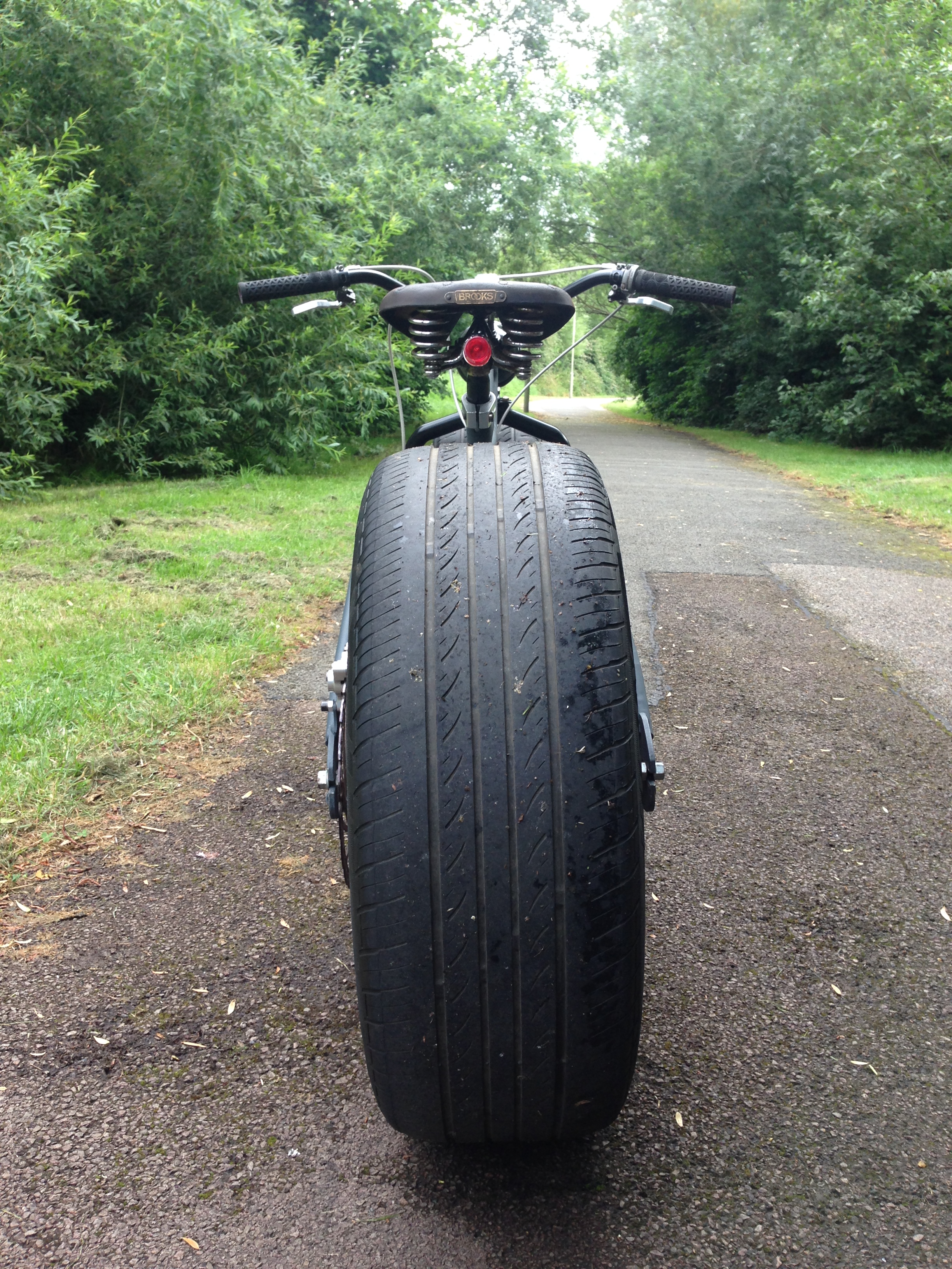 bike with car wheels