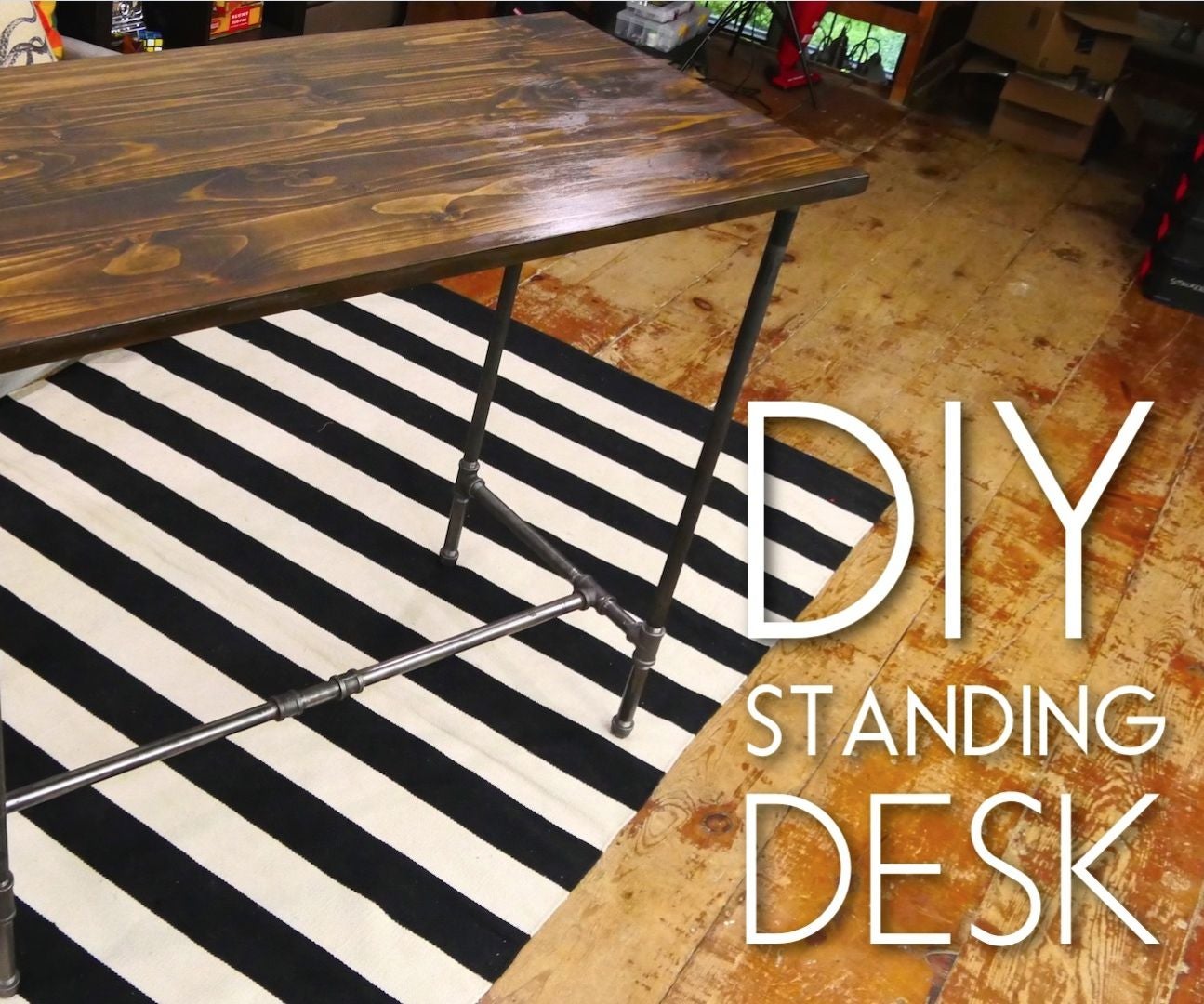 iron pipe standing desk 5 steps with pictures