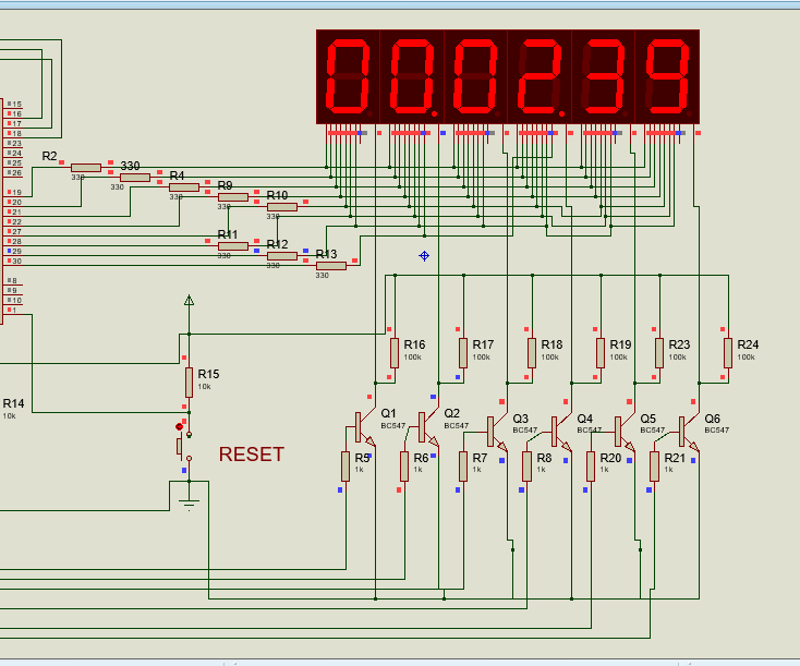 Stopwatch Using Pic18f4520 in Proteus With 7 Segment 6 Steps