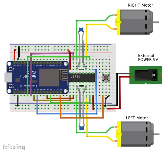 wifi controlled robot using nodemcu