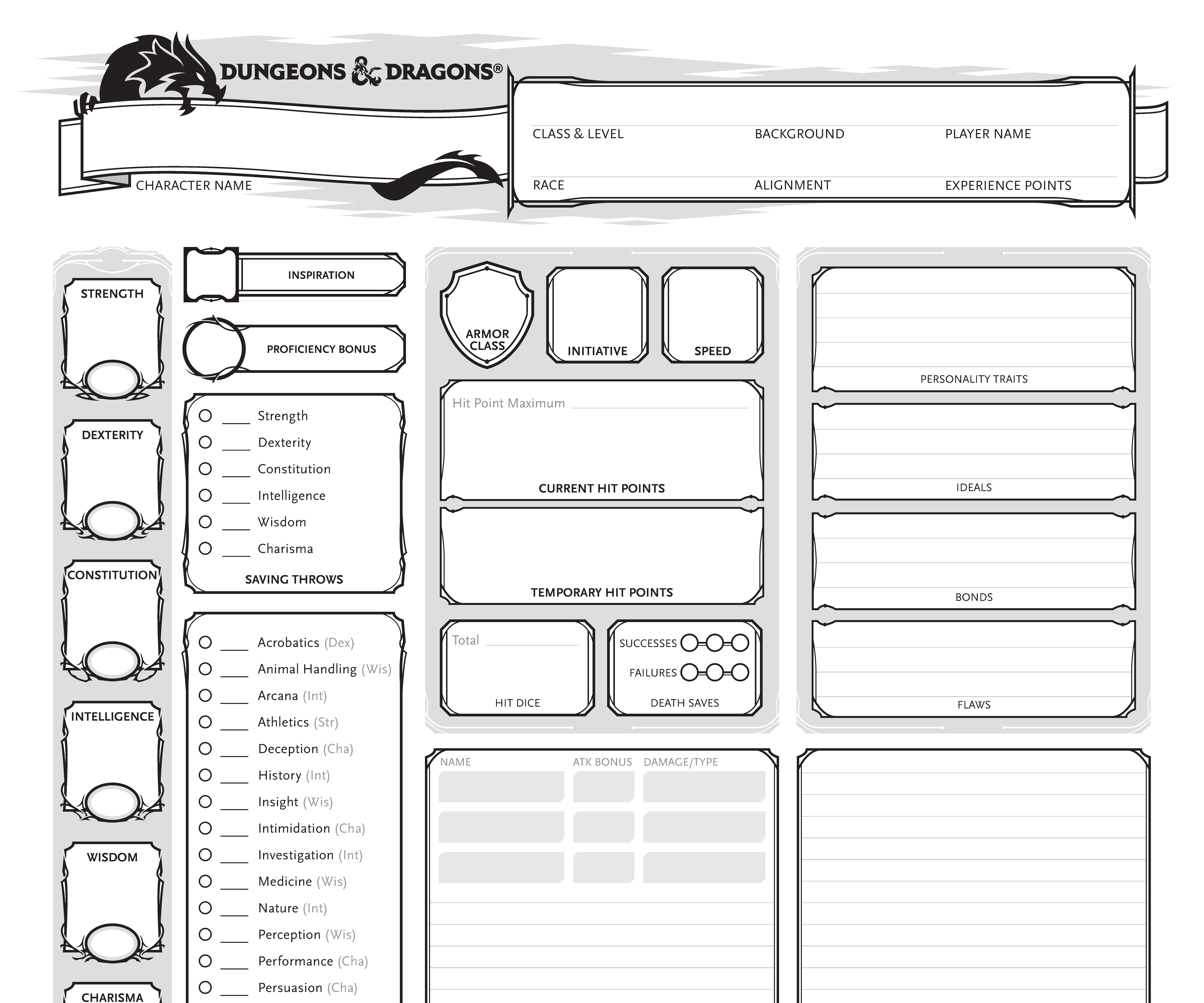 Printable Dnd Character Sheet